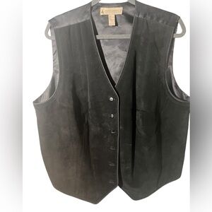 80s Marsh Landing Leather Vest Black Suede Women’s 1X Western Biker Rocker